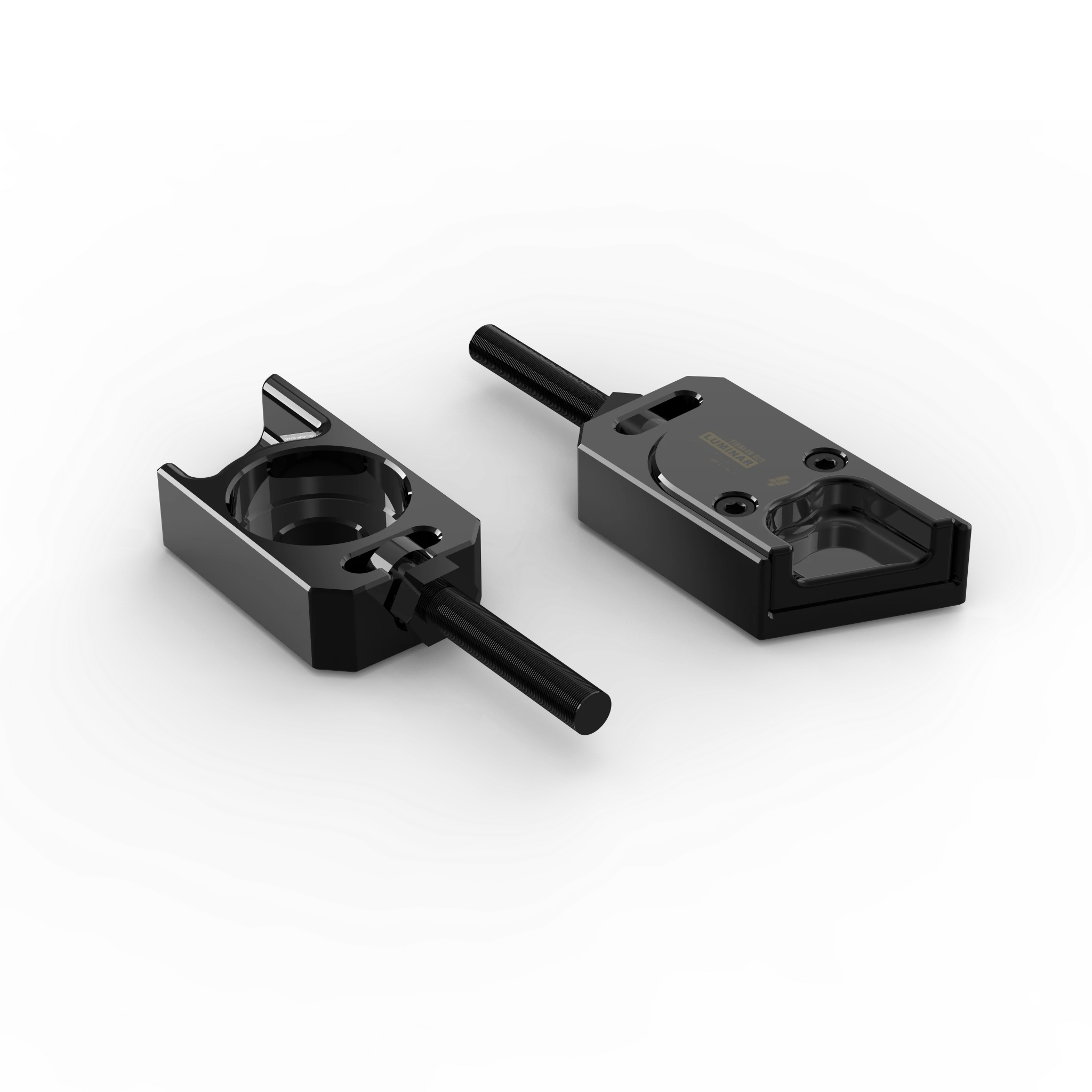 IZI Brothers axle blocks for Sur-Ron Light Bee swingarm - black exterior top view