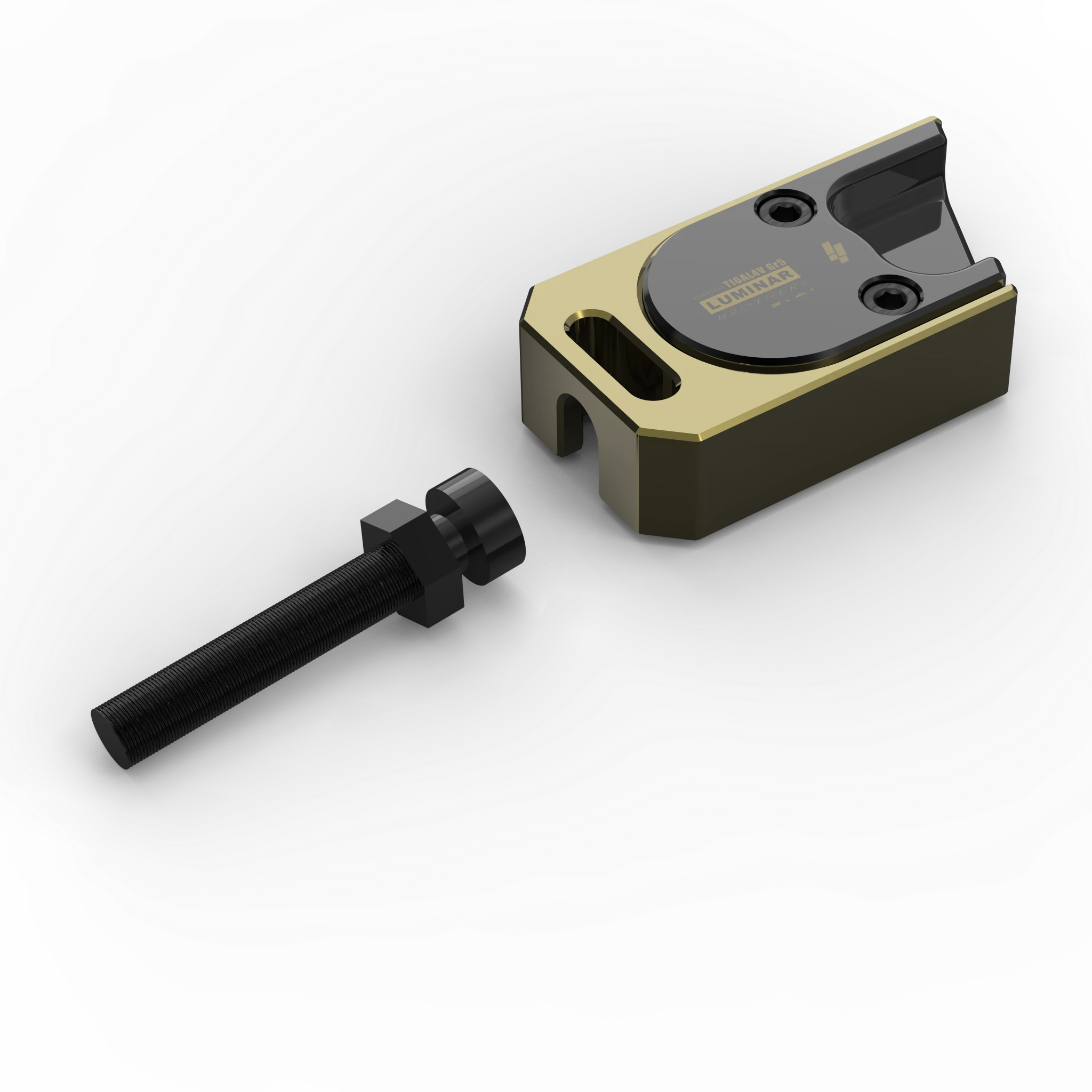 IZI Brothers axle blocks for Sur-Ron Light Bee swingarm - single copper block top exterior disassembled view