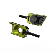 IZI Brothers axle blocks for Sur-Ron Light Bee swingarm - green exterior front view