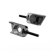 IZI Brothers axle blocks for Sur-Ron Light Bee swingarm - raw exterior front view of both pieces