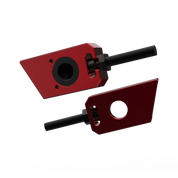 IZI Brothers axle blocks for Sur-Ron Light Bee swingarm - red interior front view of both pieces