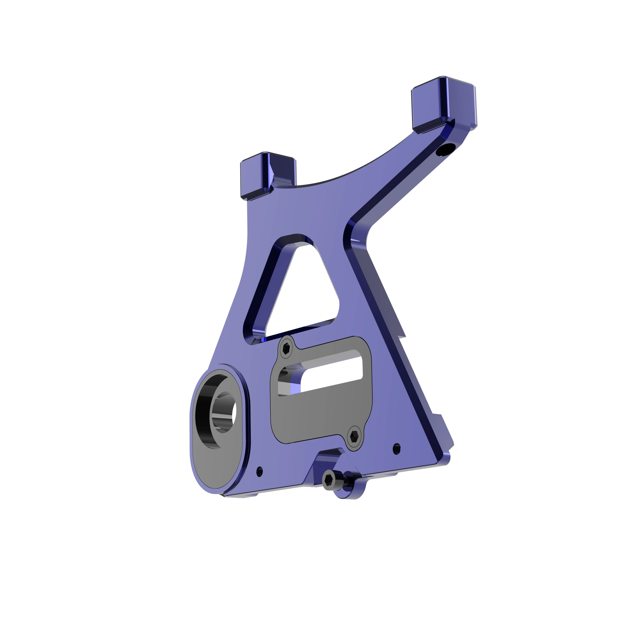 IZI Brothers caliper mount for Sur-Ron Light Bee swingarm - blue 3/4 interior side view