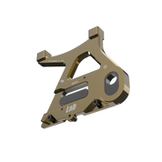 IZI Brothers caliper mount for Sur-Ron Light Bee swingarm - copper 3/4 exterior profile view