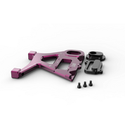 IZI Brothers caliper mount for Sur-Ron Light Bee swingarm - pink exploded top-down exterior view