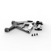 IZI Brothers caliper mount for Sur-Ron Light Bee swingarm - raw top-down exploded exterior view