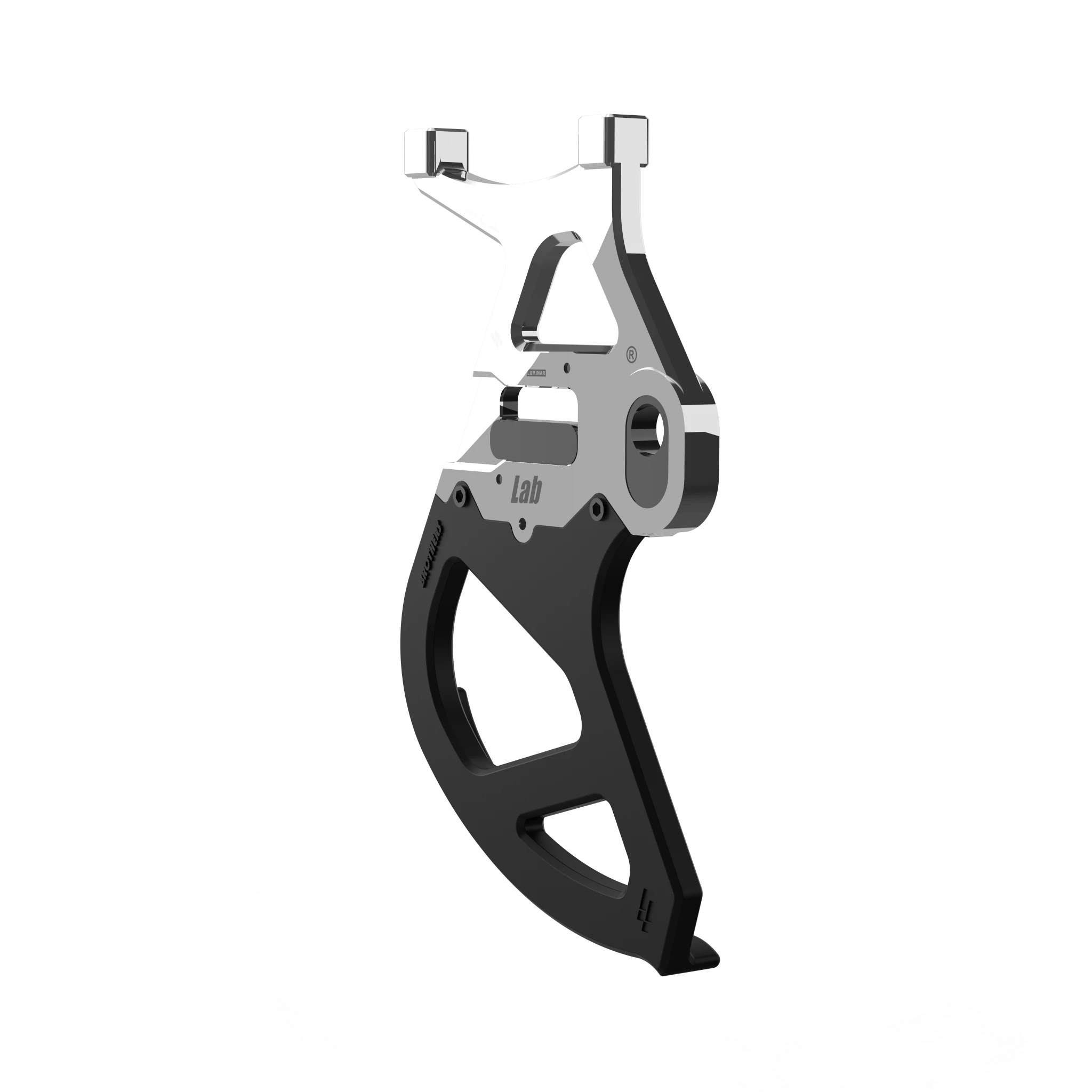 IZI Brothers Disk Guard for Sur-Ron Light Bee swingarm - raw 3/4 view