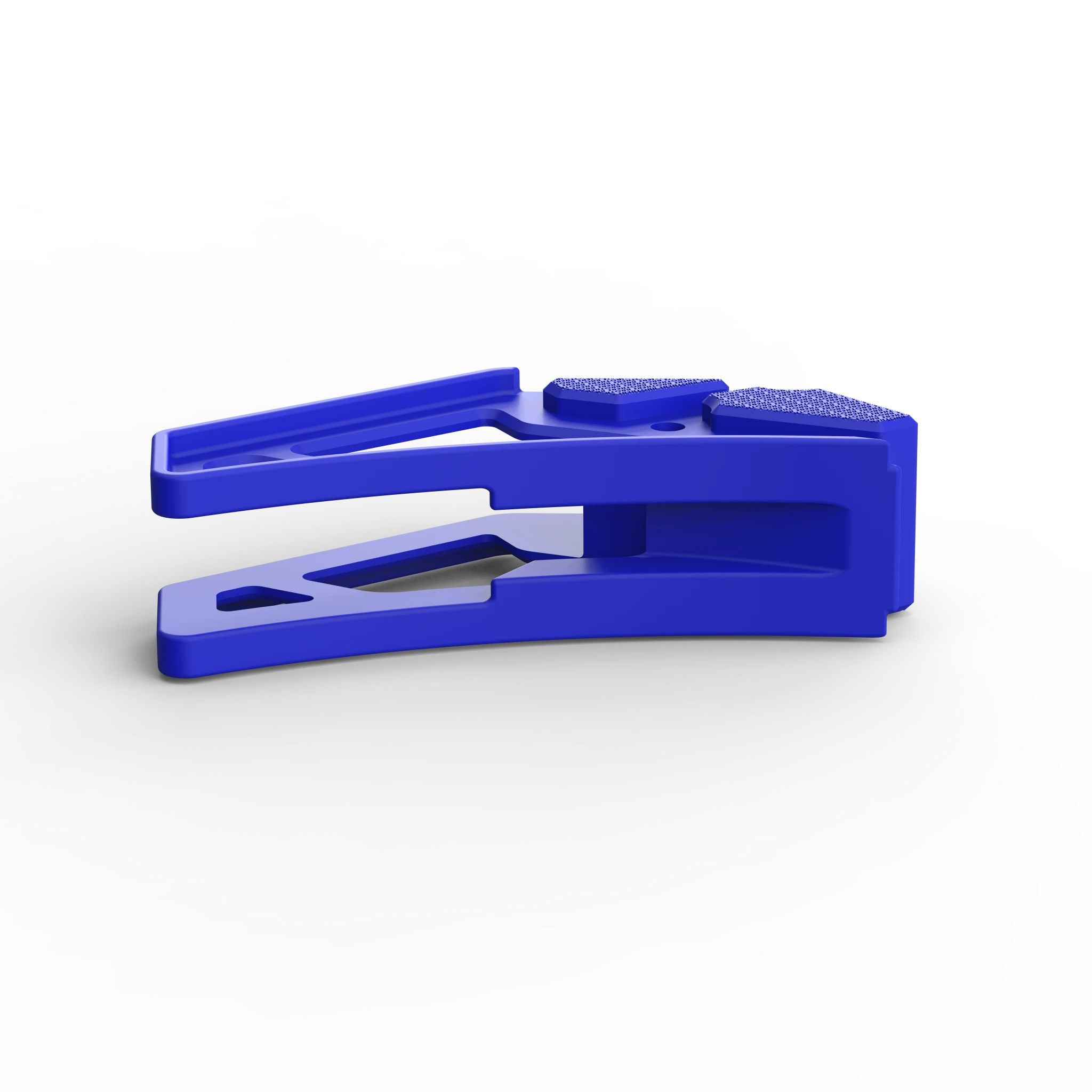 IZI Brothers nylon chain guide for Sur-Ron Light Bee swingarm - blue laid flat top view