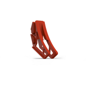 IZI Brothers nylon chain guide for Sur-Ron Light Bee swingarm - orange three-quarter front view