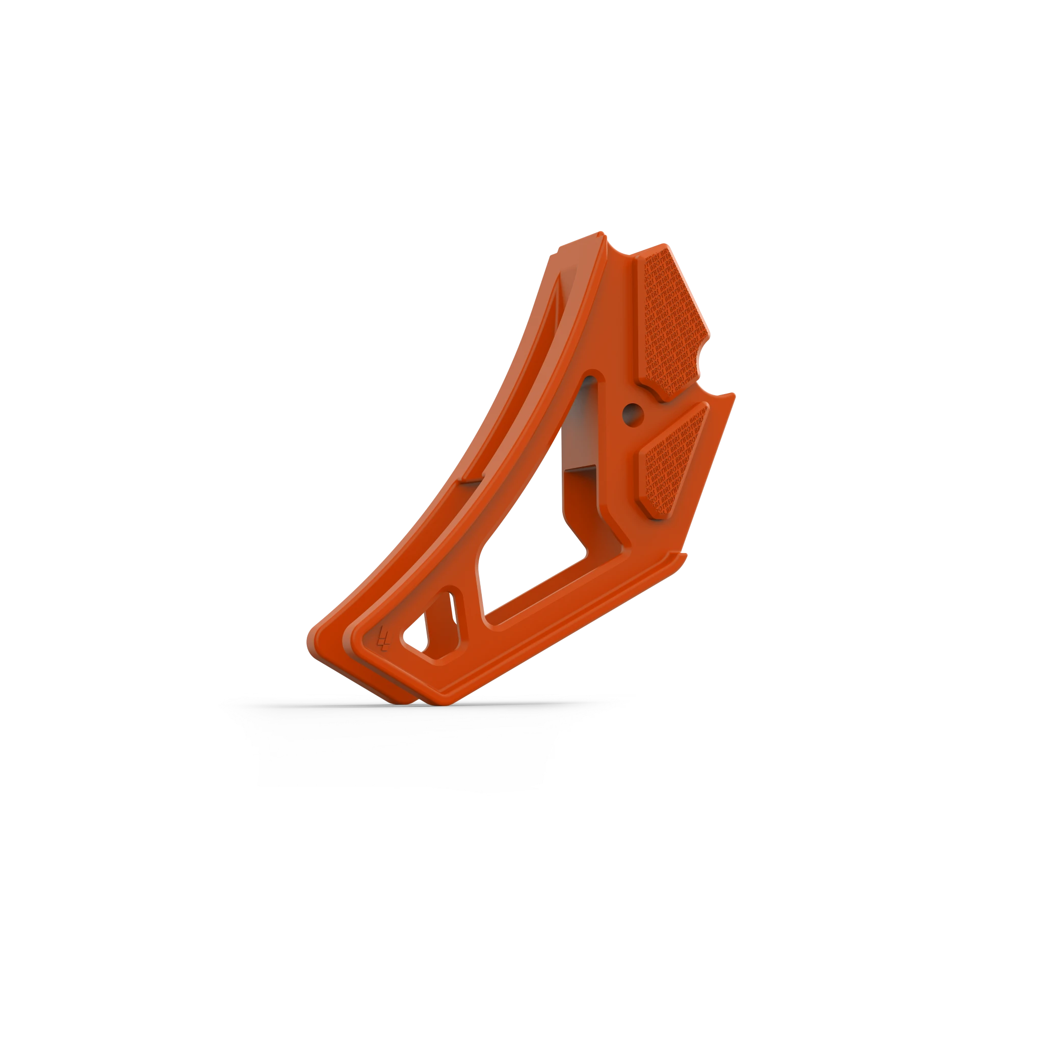 IZI Brothers nylon chain guide for Sur-Ron Light Bee swingarm - orange front view
