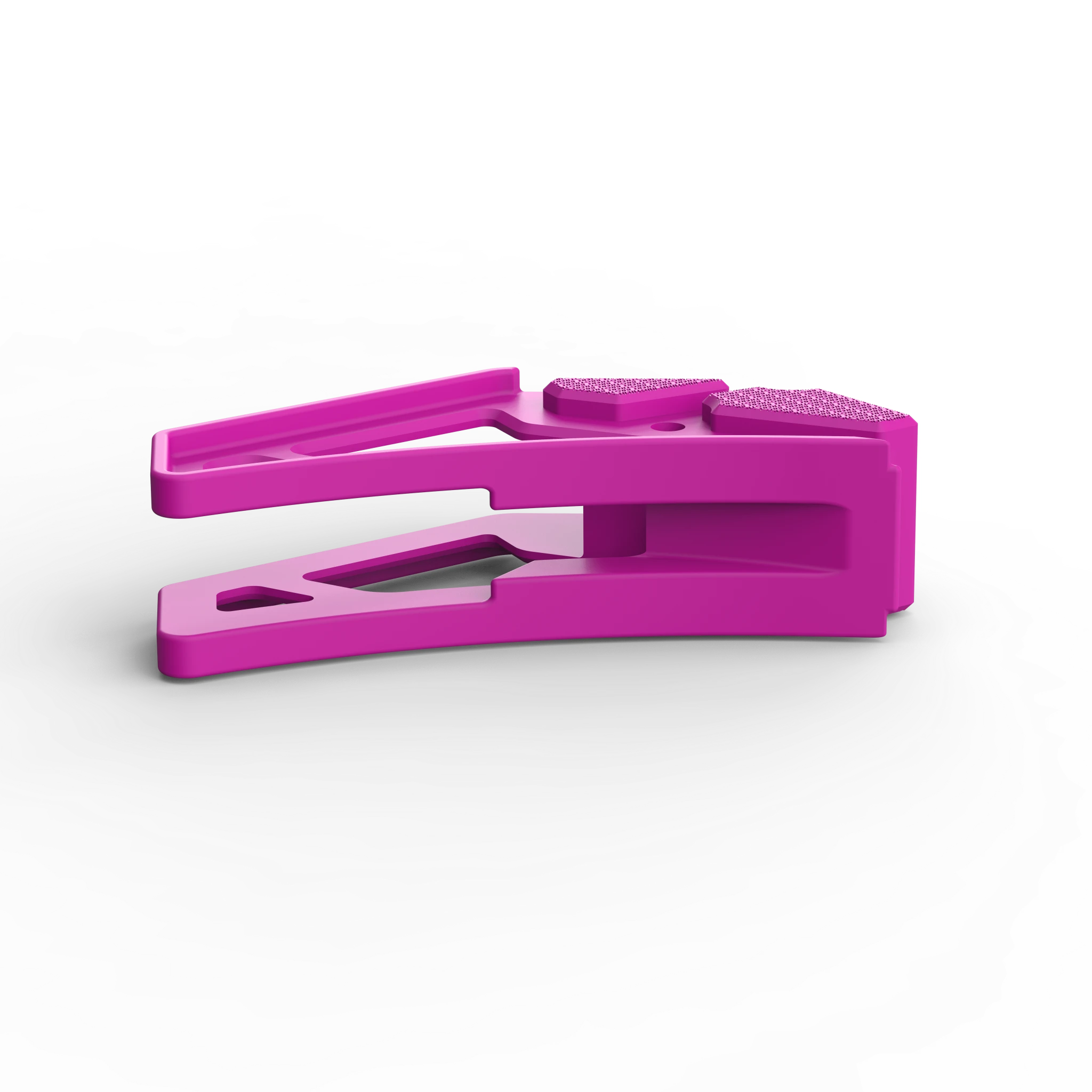 IZI Brothers nylon chain guide for Sur-Ron Light Bee swingarm - pink laid flat top view