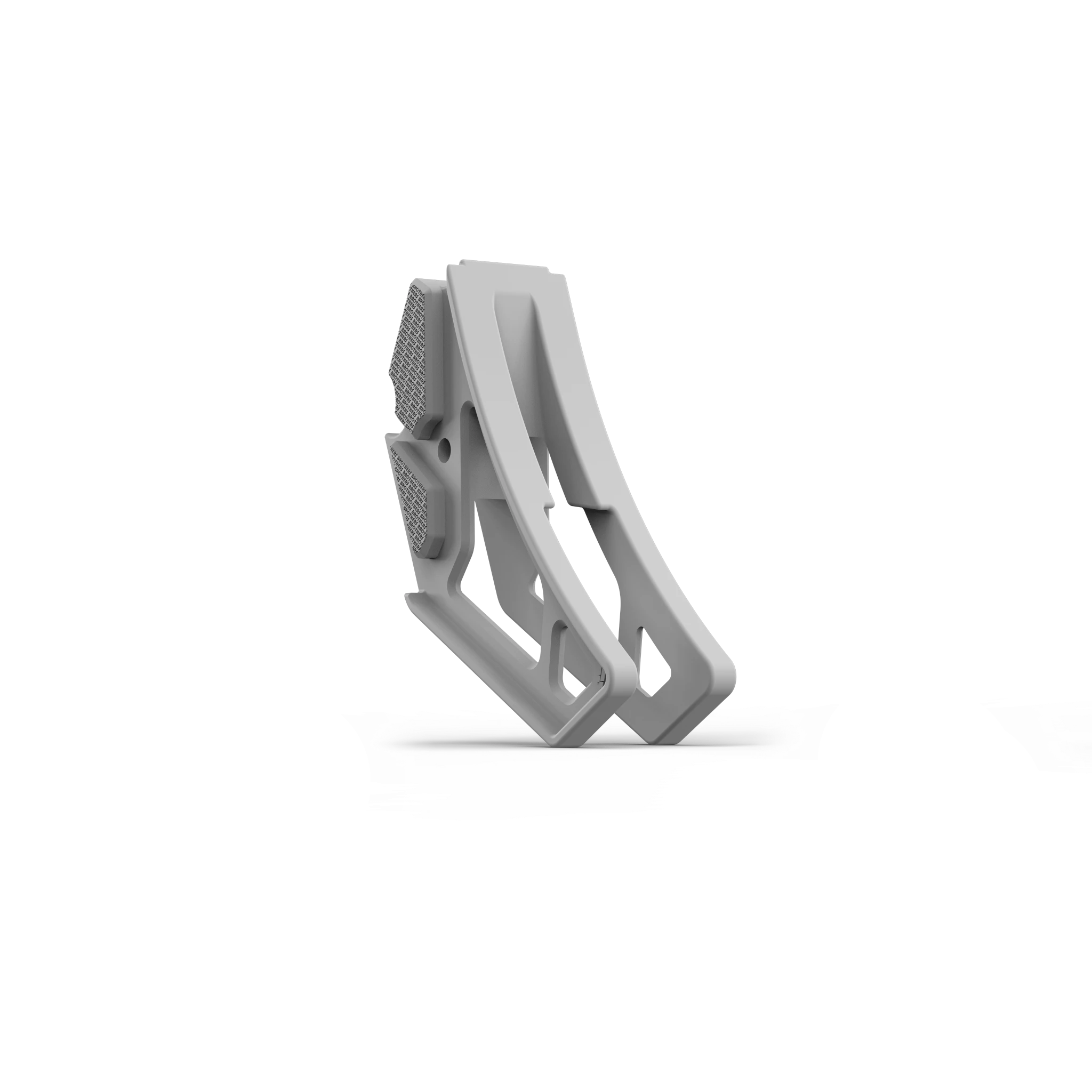 IZI Brothers nylon chain guide for Sur-Ron Light Bee swingarm - white three-quarter front view