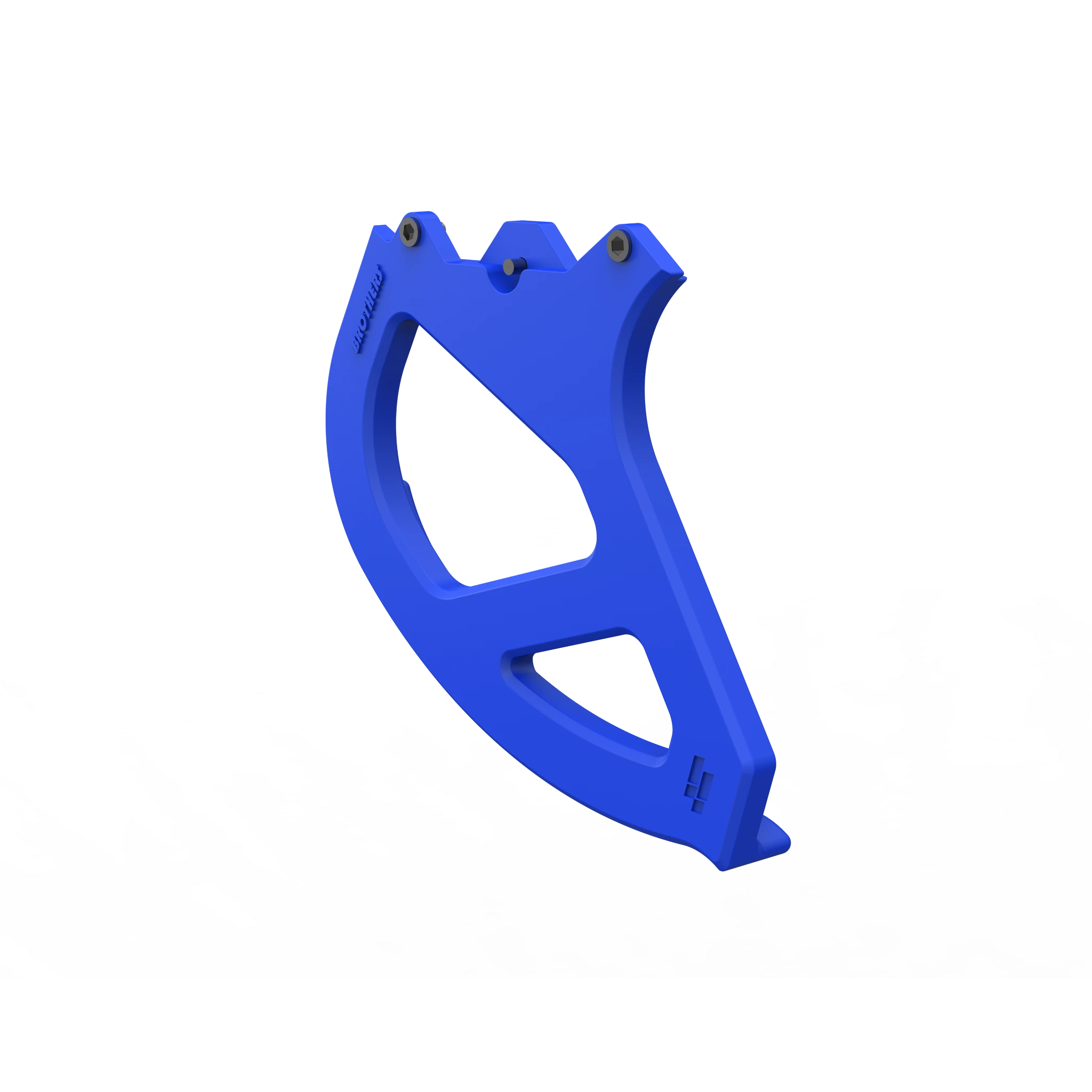 IZI Brothers Nylon Disk Guard for Sur-Ron Light Bee swingarm - blue 1/4 profile view