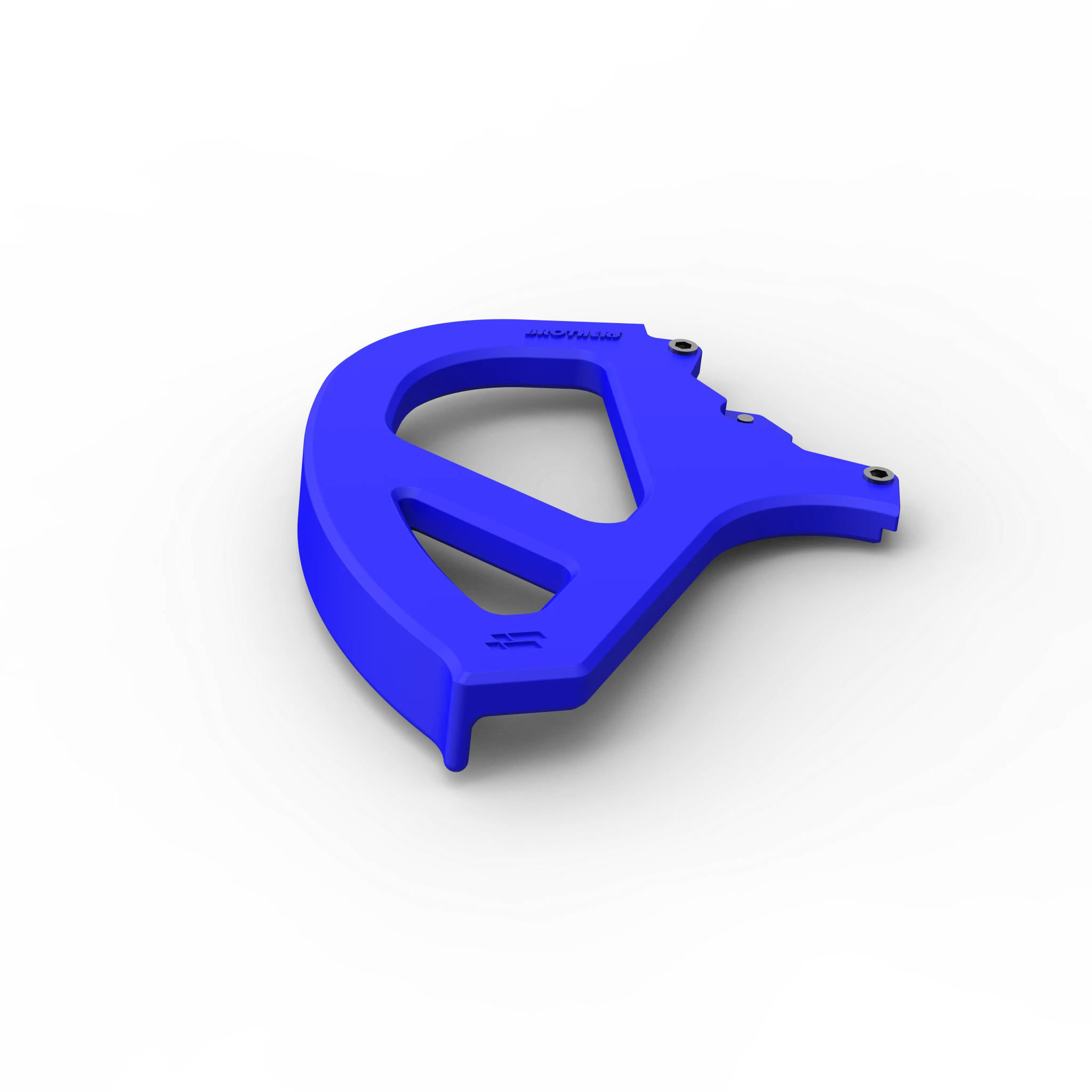 IZI Brothers Nylon Disk Guard for Sur-Ron Light Bee swingarm - blue top angled view