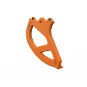 IZI Brothers Nylon Disk Guard for Sur-Ron Light Bee swingarm - orange 1/4 profile view