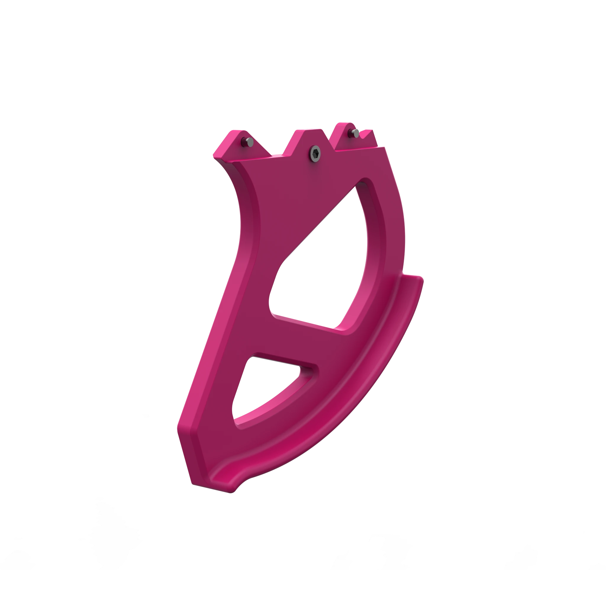 IZI Brothers Nylon Disk Guard for Sur-Ron Light Bee swingarm - pink 3/4 profile view