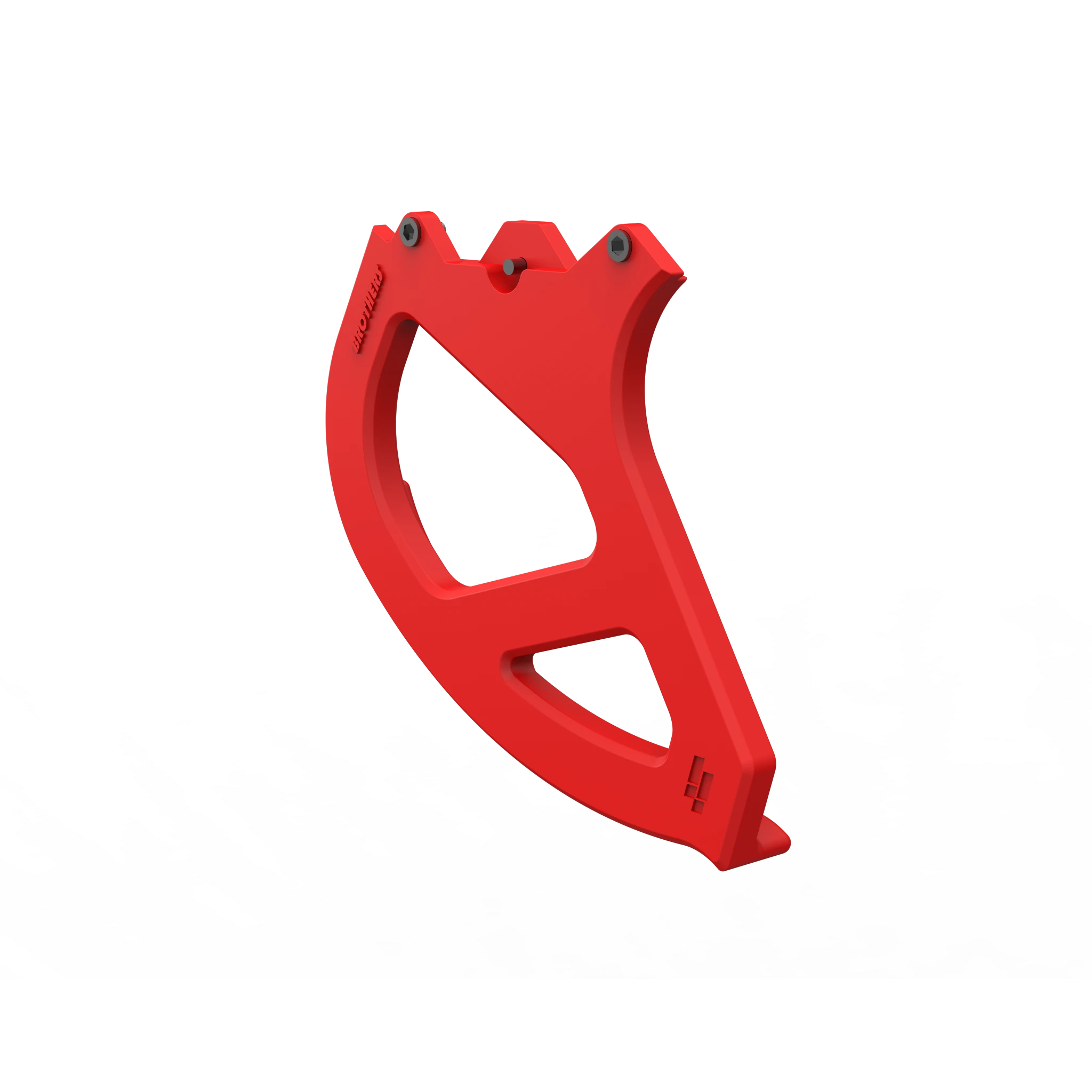 IZI Brothers Nylon Disk Guard for Sur-Ron Light Bee swingarm - red 1/4 profile view