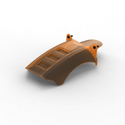 IZI Brothers Mud Guard for Sur-Ron Light Bee swingarm - orange 1/4 angled view