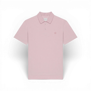 IZI Brothers classic cotton polo in pink with silicone patch logo, front view