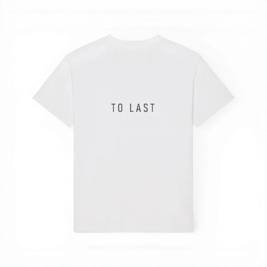 IZI Brothers classic cotton tee in beige with TO LAST print on the back, back view