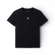 IZI Brothers classic patch cotton tee in black with silicone patch logo on the front, front view