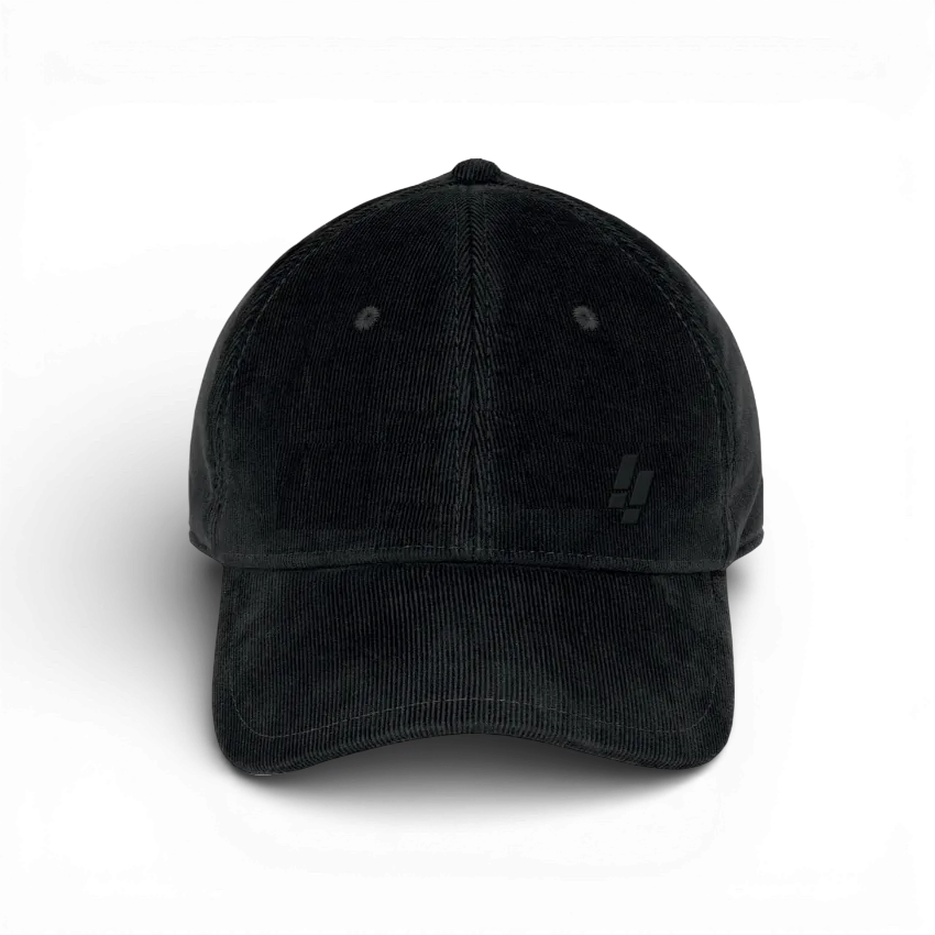 IZI Brothers black corduroy vintage cap, front view