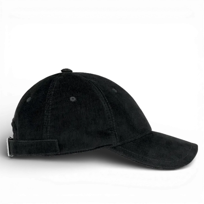 IZI Brothers black corduroy vintage cap, side view