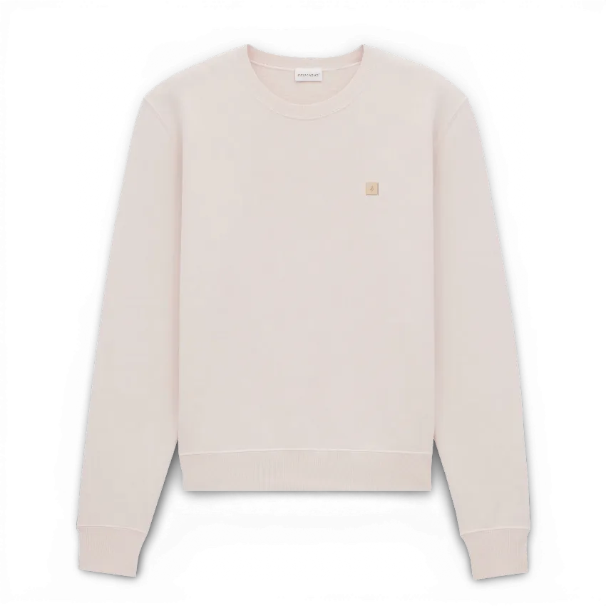 IZI Brothers cotton sweatshirt in beige with silicone patch logo, front view
