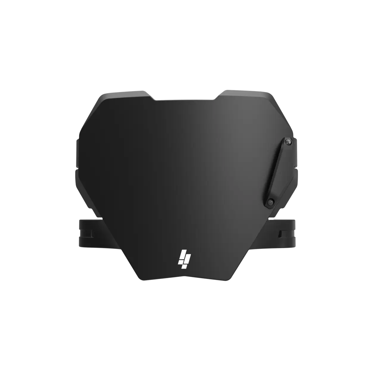 Front view of IZI Brothers black front plate compatible with Sur-Ron Light Bee, Talaria Sting, and E-Ride Pro.