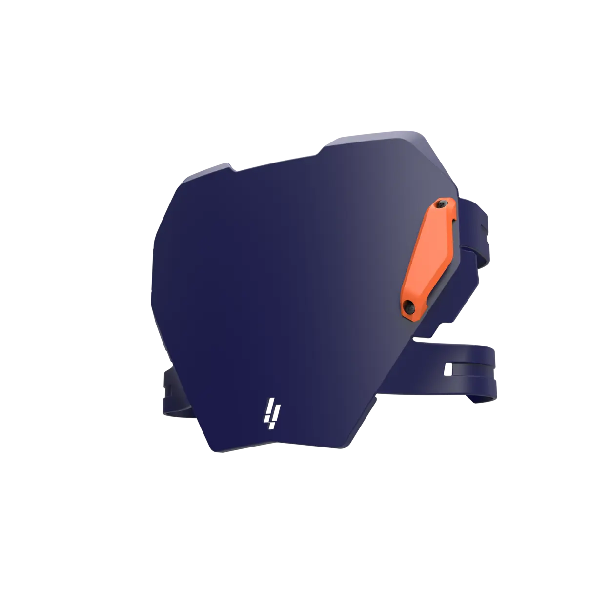IZI Brothers blue front plate angled view for Sur-Ron Light Bee, Talaria Sting, and E-Ride Pro electric motorcycles.